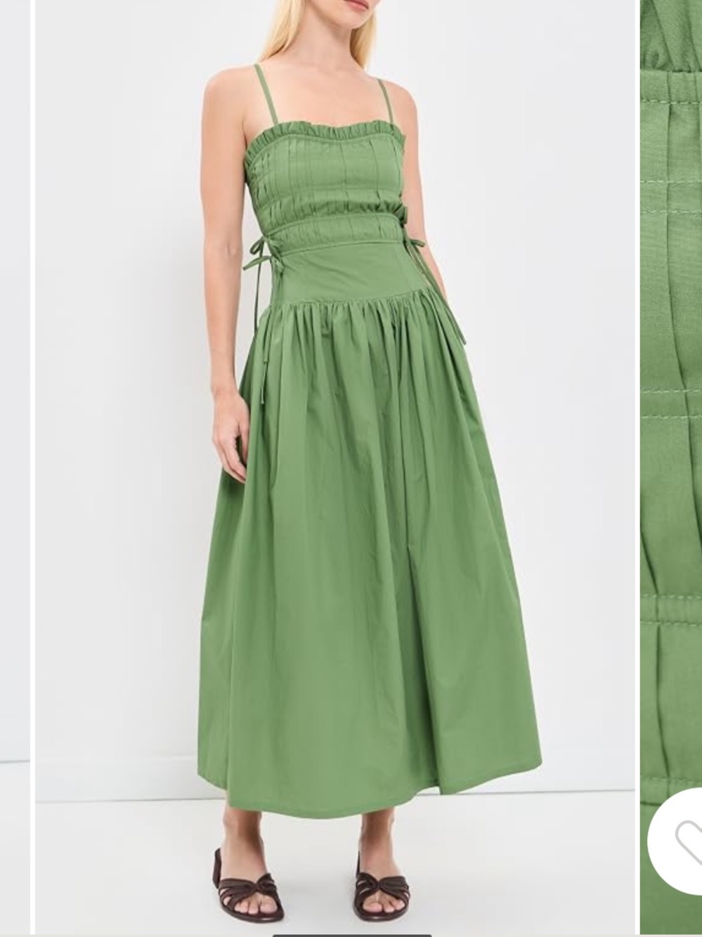 Moon River Sage Green Spaghetti-Strap Midi Dress-Skirt